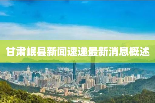 甘肅岷縣新聞速遞最新消息概述