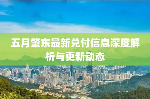 五月肇東最新兌付信息深度解析與更新動(dòng)態(tài)