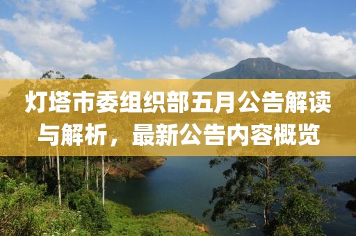燈塔市委組織部五月公告解讀與解析，最新公告內(nèi)容概覽